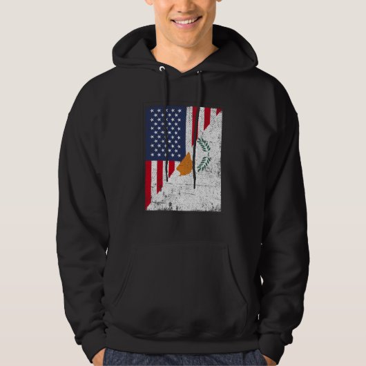Half USA Flag Half Cyprus Flag American Cypriotic Hoodie (Voorkant)