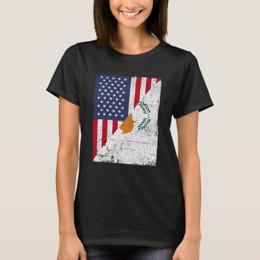 Half USA Flag Half Cyprus Flag American Cypriotic T-shirt (Voorkant)
