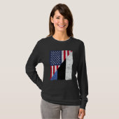 Half USA Flag Half Estonia Flag American Estonian T-shirt (Voorkant volledig)
