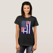 Half USA Flag Half Greece Flag American Greek T-shirt (Voorkant volledig)