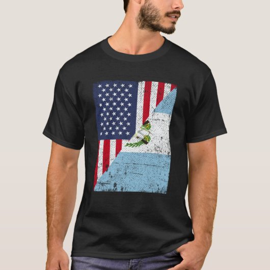 Half USA Flag Half Guatemala Flag American Guatema T-shirt (Voorkant)