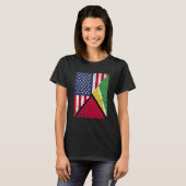 Half USA Flag Half Guyana Flag American Guyanian T-shirt (Voorkant volledig)
