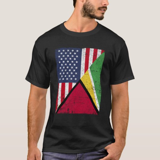 Half USA Flag Half Guyana Flag American Guyanian T-shirt (Voorkant)