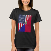 Half USA Flag Half Haiti Flag American Haitian T-shirt (Voorkant)