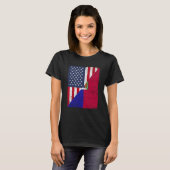 Half USA Flag Half Haiti Flag American Haitian T-shirt (Voorkant volledig)