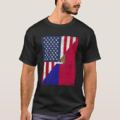 Half USA Flag Half Haiti Flag American Haitian T-shirt (Voorkant)