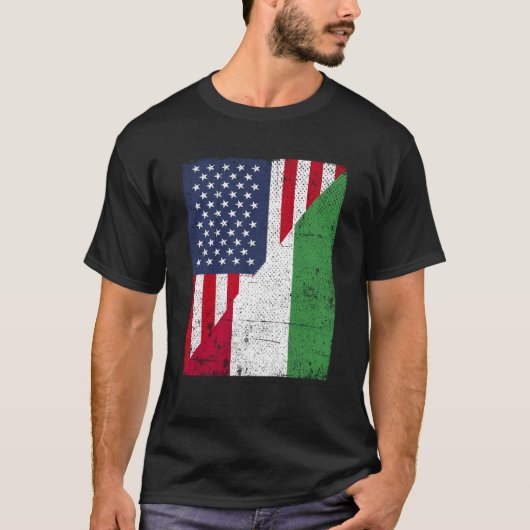 Half USA Flag Half Hungary Flag American Hungarian T-shirt (Voorkant)
