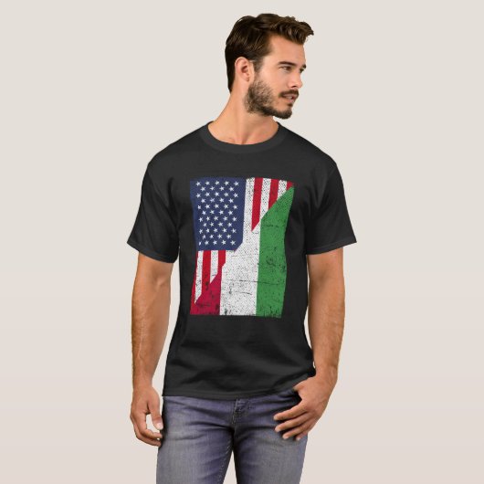 Half USA Flag Half Hungary Flag American Hungarian T-shirt (Voorkant volledig)