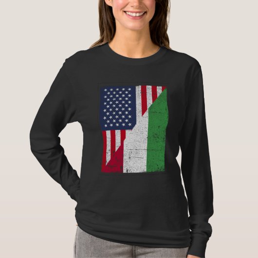 Half USA Flag Half Hungary Flag American Hungarian T-shirt (Voorkant)