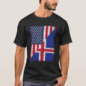 Half USA Flag Half Iceland Flag American Icelandic T-shirt (Voorkant)
