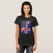 Half USA Flag Half Iceland Flag American Icelandic T-shirt (Voorkant volledig)
