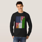 Half USA Flag Half India Flag American Indian T-shirt (Voorkant volledig)