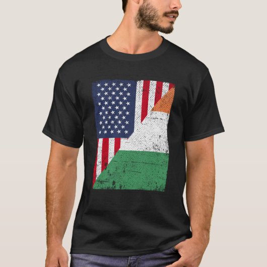 Half USA Flag Half Irland Flag American Irish T-shirt (Voorkant)