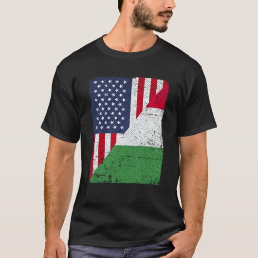 Half USA Flag Half Italy Flag American Italian T-shirt (Voorkant)