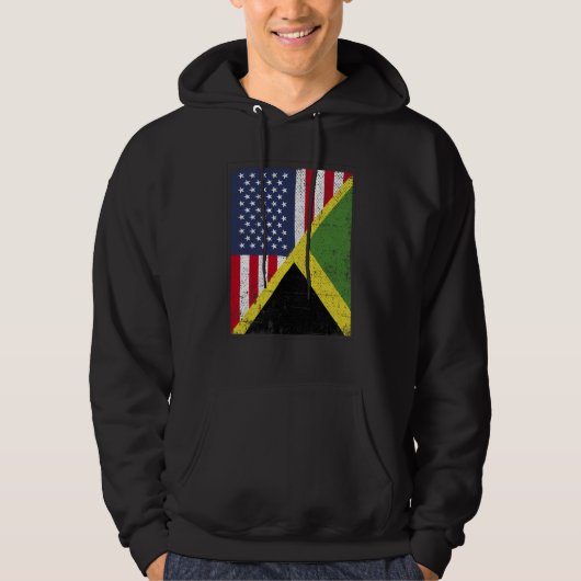 Half USA Flag Half Jamaica Flag American Jamaican Hoodie (Voorkant)
