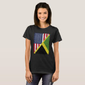 Half USA Flag Half Jamaica Flag American Jamaican T-shirt (Voorkant volledig)
