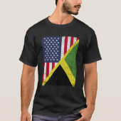 Half USA Flag Half Jamaica Flag American Jamaican T-shirt (Voorkant)