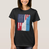 Half USA Flag Half Luxembourg Flag American Luxemb T-shirt (Voorkant)