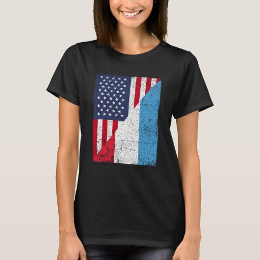 Half USA Flag Half Luxembourg Flag American Luxemb T-shirt (Voorkant)