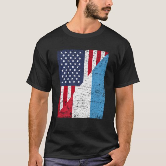 Half USA Flag Half Luxembourg Flag American Luxemb T-shirt (Voorkant)