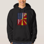 Half USA Flag Half Macedonia Flag American Macedon Hoodie (Voorkant)
