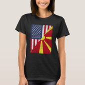 Half USA Flag Half Macedonia Flag American Macedon T-shirt (Voorkant)