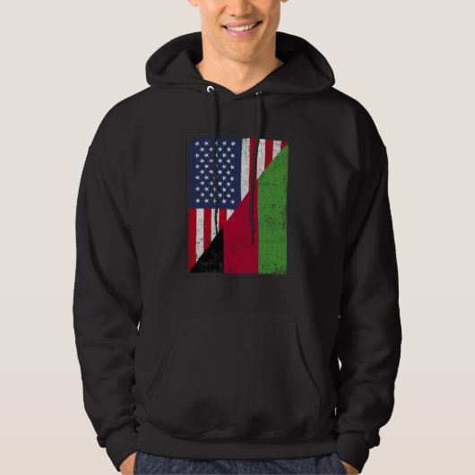 Half USA Flag Half Malawi Flag American Malawian Hoodie (Voorkant)