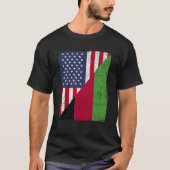 Half USA Flag Half Malawi Flag American Malawian T-shirt (Voorkant)