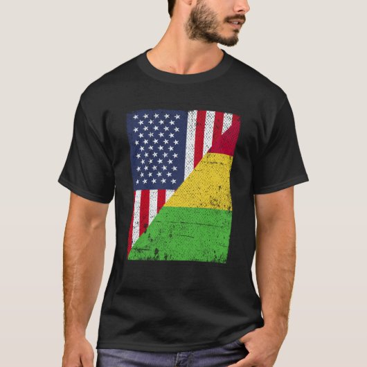 Half USA Flag Half Mali Flag American Malian T-shirt (Voorkant)