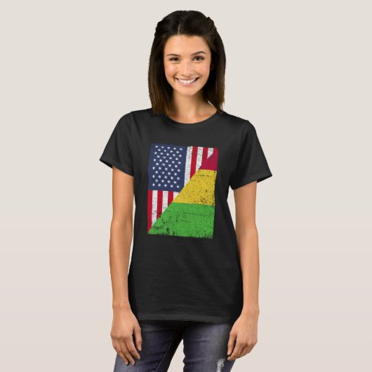 Half USA Flag Half Mali Flag American Malian T-shirt (Voorkant volledig)