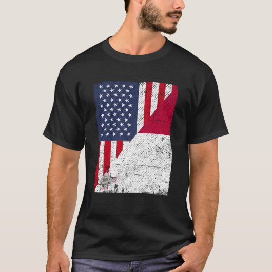 Half USA Flag Half Malta Flag American Maltese T-shirt (Voorkant)
