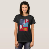 Half USA Flag Half Mongolia Flag American Mongolia T-shirt (Voorkant volledig)