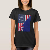 Half USA Flag Half New Zealand Flag American New Z T-shirt (Voorkant)
