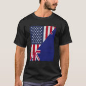 Half USA Flag Half New Zealand Flag American New Z T-shirt (Voorkant)