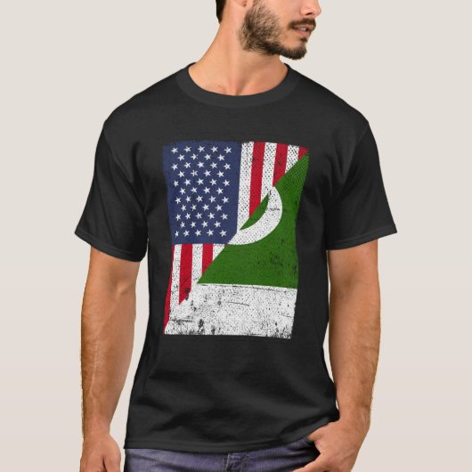 Half USA Flag Half Pakistan Flag American Pakistan T-shirt (Voorkant)