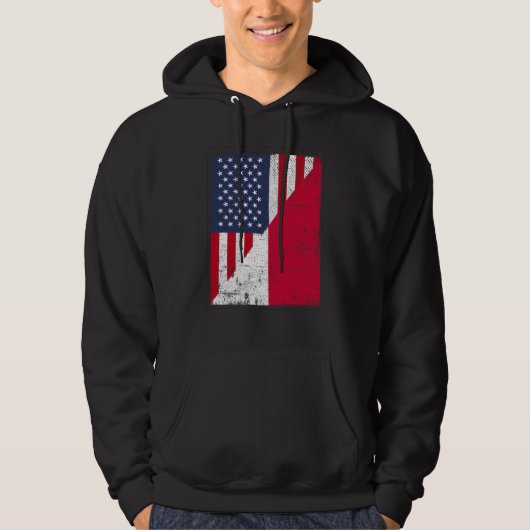 Half USA Flag Half Poland Flag American Polish Hoodie (Voorkant)