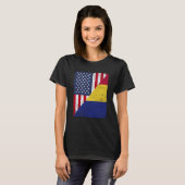 Half USA Flag Half Romania Flag American Romanian T-shirt (Voorkant volledig)