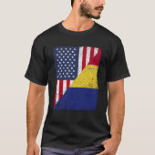 Half USA Flag Half Romania Flag American Romanian T-shirt (Voorkant)