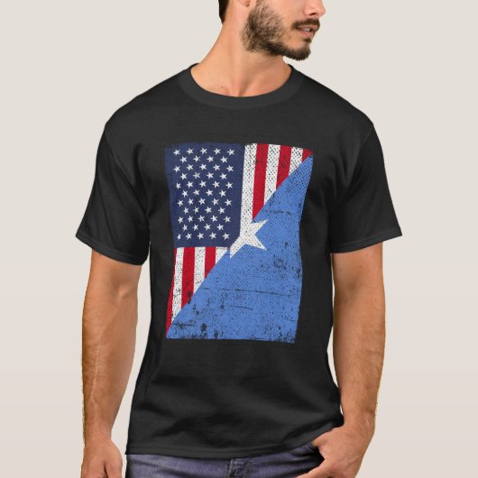 Half USA Flag Half Somalia Flag American Somalian T-shirt (Voorkant)