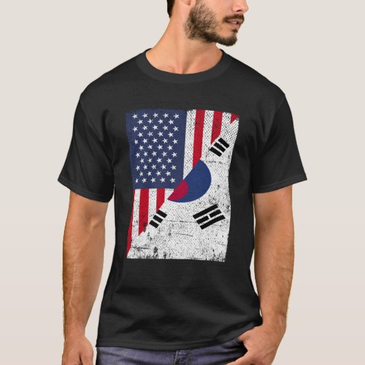 Half USA Flag Half South Korea Flag American South T-shirt (Voorkant)