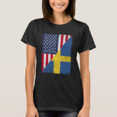 Half USA Flag Half Sweden Flag American Swedish T-shirt (Voorkant)
