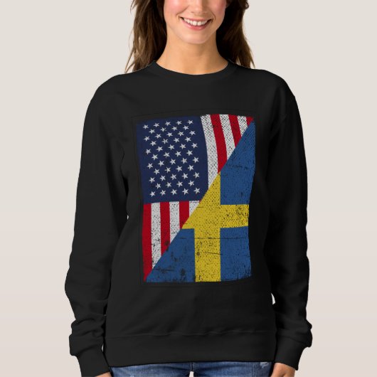 Half USA Flag Half Sweden Flag American Swedish Trui (Voorkant)