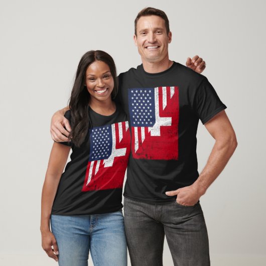 Half USA Flag Half Switzerland Flag American Swiss T-shirt (Unisex)