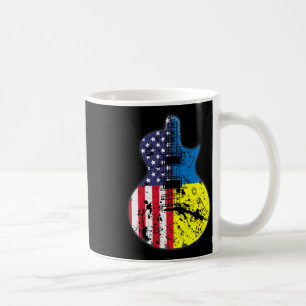 Half USA-vlag Half Oekraïense vlag Gitaar Onderste Koffiemok