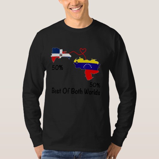 Half venezuela Half Dominican Flag Map Love venezu T-shirt (Voorkant)