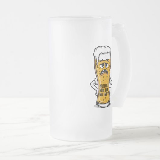 Half vol? Meer als half leeg! Matglas Bierpul (Voorkant rechts)
