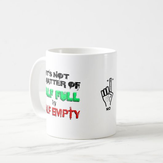 Half vol vs. half leeg koffiemok (Voorkant links)