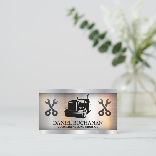 Half vrachtwagenlogo | Sleutels | Metaal Visitekaartje (Staand voorkant)