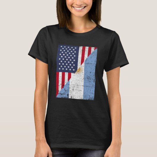 Half VS vlag Half Argentinië vlag Amerikaans Argen T-shirt (Voorkant)