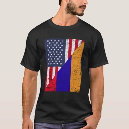 Half VS vlag half Armenië vlag Amerikaans Armenië T-shirt (Voorkant)